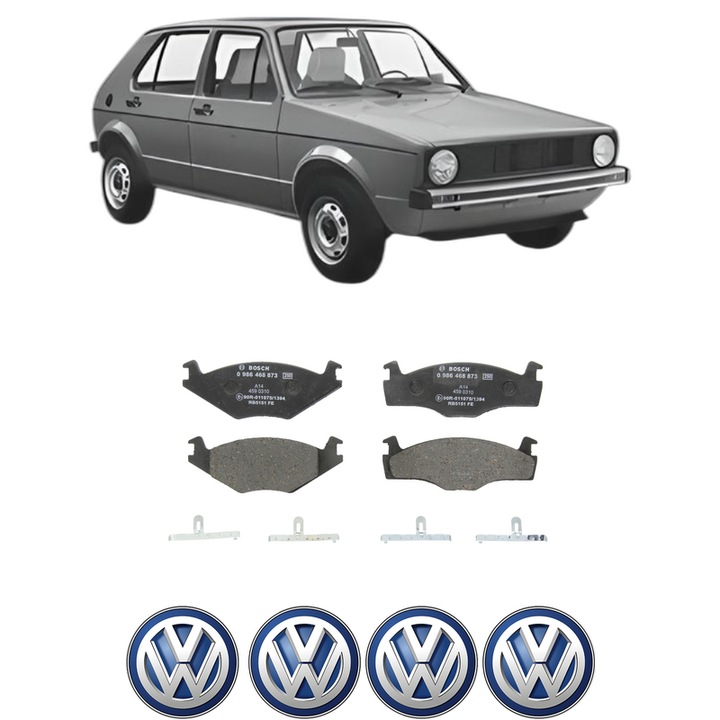 Set placute frana Fata Volkswagen GOLF I (17) 1.6 din 1975-1984, KW 55 CP 75 CMC 1588, Auto, Bosch, 4 Stickere auto cu Volkswagen