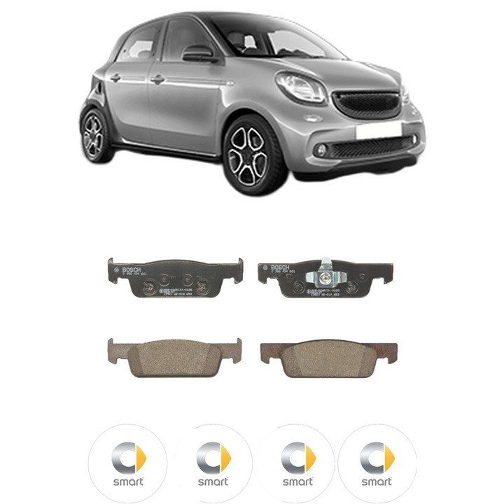 Set placute frana Fata SMART FORFOUR Hatchback (453) electric drive (453.091) din 2017, KW 60 CP 82 CMC, Auto, Bosch, 4 Stickere auto cu SMART