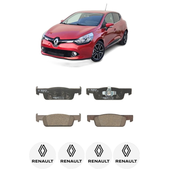 Set placute frana Fata RENAULT CLIO IV Hatchback Van (BH_) 1.5 dCi 90 (BHAJ) din 2014-2021, KW 66 CP 90 CMC 1461, Auto, Bosch, 4 Stickere auto cu RENAULT