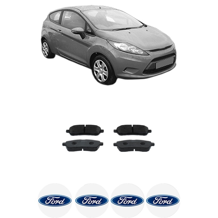 Set placute frana Fata FORD FIESTA VI (CB1, CCN) 1.5 TDCi din 2015-2017, KW 70 CP 95 CMC 1499, Auto, Bosch, 4 Stickere auto cu FORD