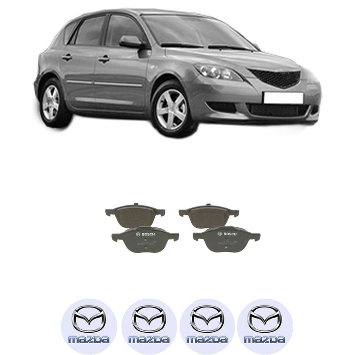 Fékbetét készlet első MAZDA 3 (BK) 1.3 (BK14) 2003-2009, KW 62 LE 84 CMC 1349, Autó, Bosch, 4 db MAZDA autós matrica