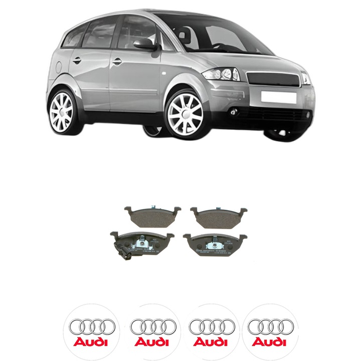 Set placute frana Fata AUDI A2 (8Z0) 1.4 TDI din 2000-2005, KW 55 CP 75 CMC 1422, Auto, Bosch, 4 Stickere auto cu AUDI