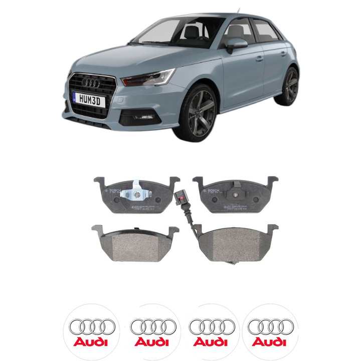 Set placute frana Fata AUDI A1 Sportback (GBA) 25 TFSI din 2018, KW 70 CP 95 CMC 999, Auto, Bosch, 4 Stickere auto cu AUDI