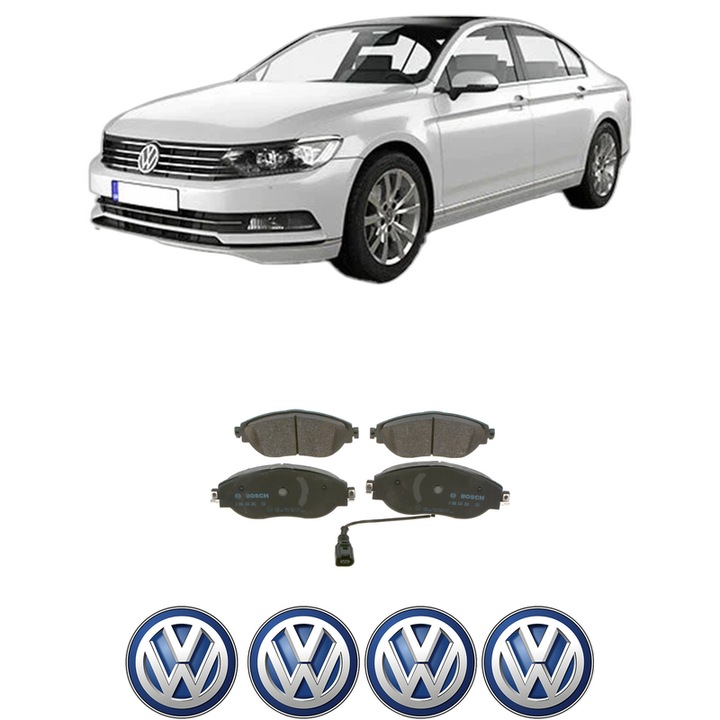 Set placute frana Fata Volkswagen PASSAT B8 (3G2, CB2) 2.0 TDI din 2014-2024, KW 110 CP 150 CMC 1968, Auto, Bosch, 4 Stickere auto cu Volkswagen