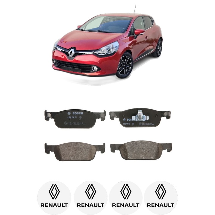 Set placute frana Fata RENAULT CLIO IV Hatchback Van (BH_) 0.9 TCe 90 din 2014-2021, KW 66 CP 90 CMC 898, Auto, Bosch, 4 Stickere auto cu RENAULT
