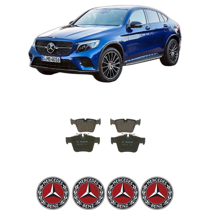 Set placute frana Spate MERCEDES-BENZ GLC Coupe (C253) 400 d 4-matic (253.323) din 2019-2023, KW 243 CP 330 CMC 2925, Auto, Bosch, 4 Stickere auto cu MERCEDES-BENZ
