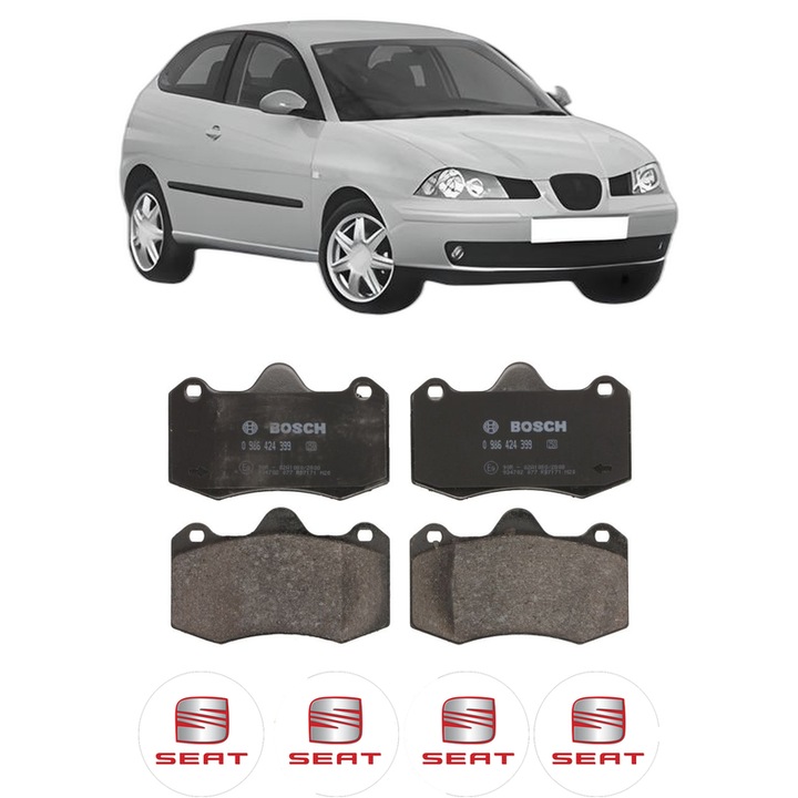Set placute frana Fata SEAT IBIZA III (6L1) 1.9 TDI Cupra R din 2004-2008, KW 118 CP 160 CMC 1896, Auto, Bosch, 4 Stickere auto cu SEAT
