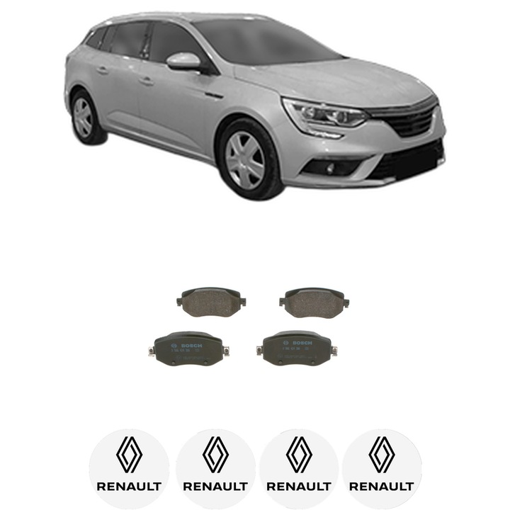 Set placute frana Fata RENAULT MEGANE IV Grandtour (K9A/M/N_) 1.0 TCe 115 (K9MB, K9MW) din 2021, KW 84 CP 114 CMC 999, Auto, Bosch, 4 Stickere auto cu RENAULT