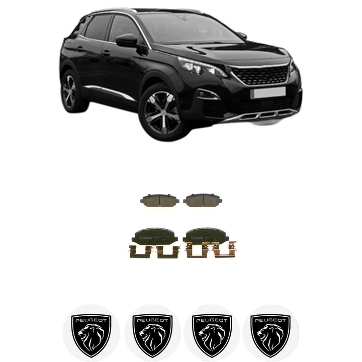 Set placute frana Spate PEUGEOT 3008 II SUV (MC_, MR_, MJ_, M4_) Hybrid4 (M45GBU) din 2019, KW 220 CP 299 CMC 1598, Auto, Bosch, 4 Stickere auto cu PEUGEOT