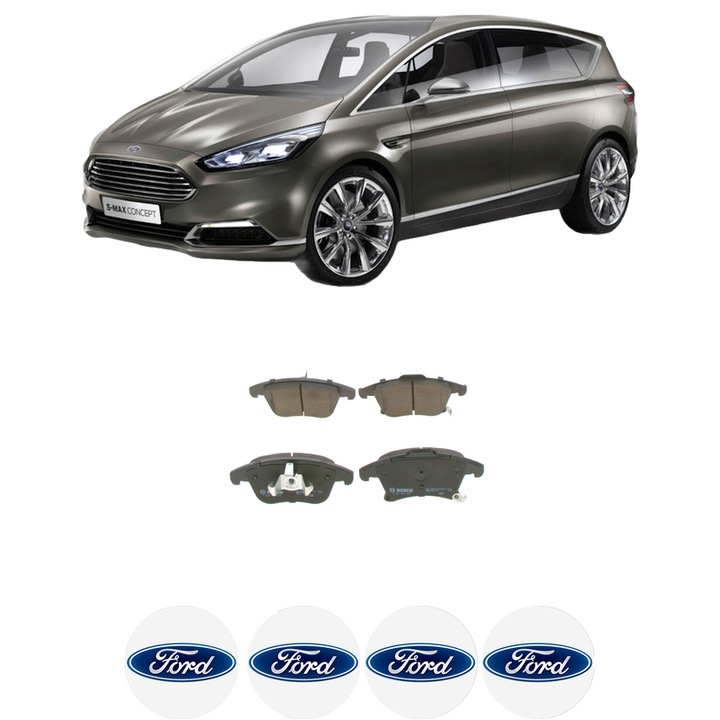 Set placute frana Fata FORD S-MAX (CJ, WA6) 2.0 EcoBlue din 2018, KW 140 CP 190 CMC 1995, Auto, Bosch, 4 Stickere auto cu FORD