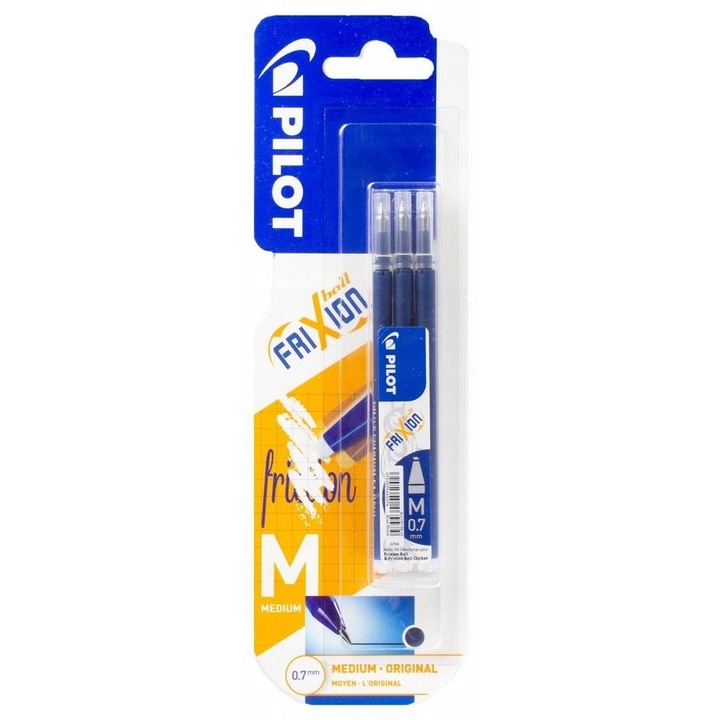 Rezerve pentru stilou, PILOT, Frixion, set 3 bucati, 0,7mm, granat, albastru-negru