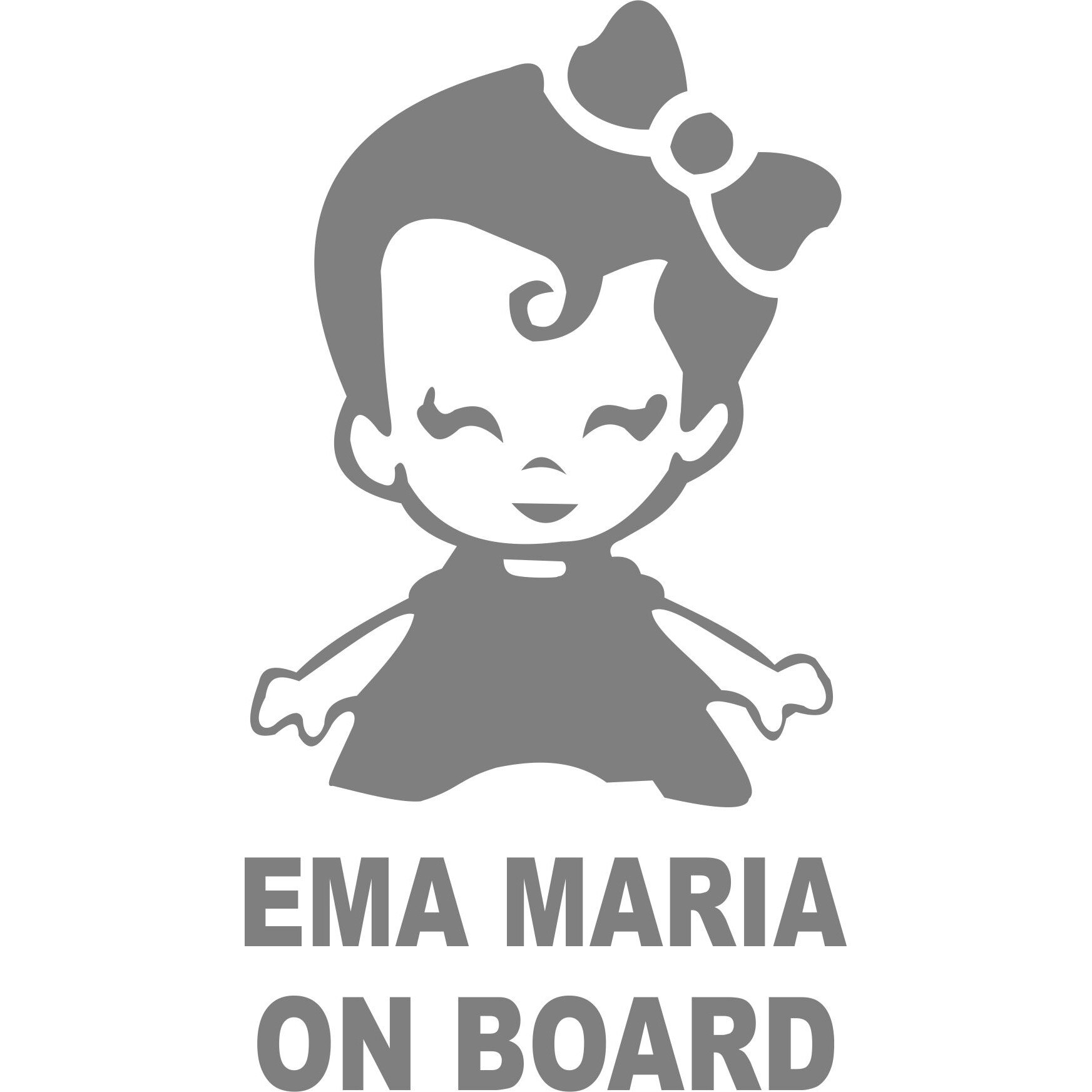 Sticker auto, Ema Maria on Board, culoare argintie