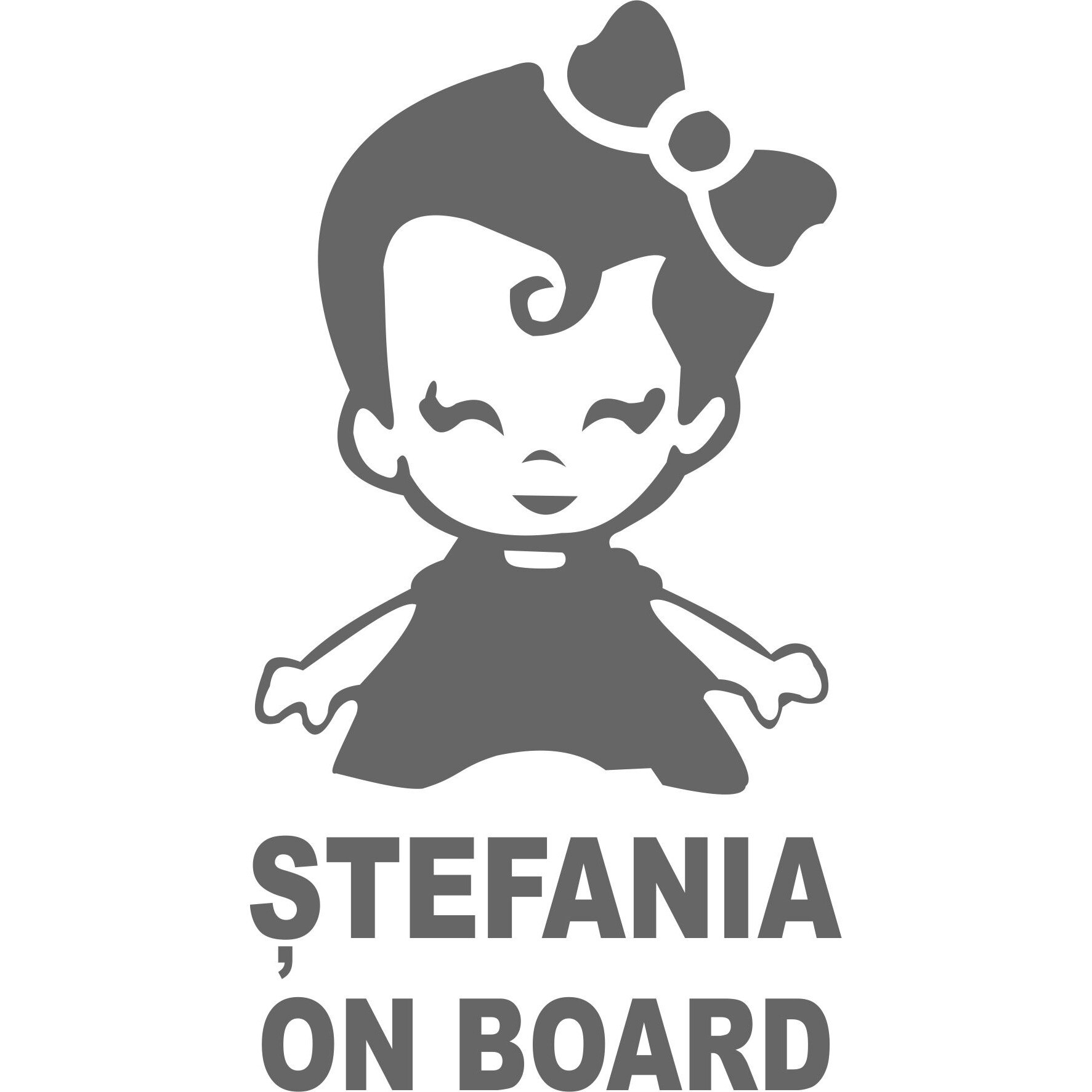 Sticker auto, Stefania on Board, culoare argintie