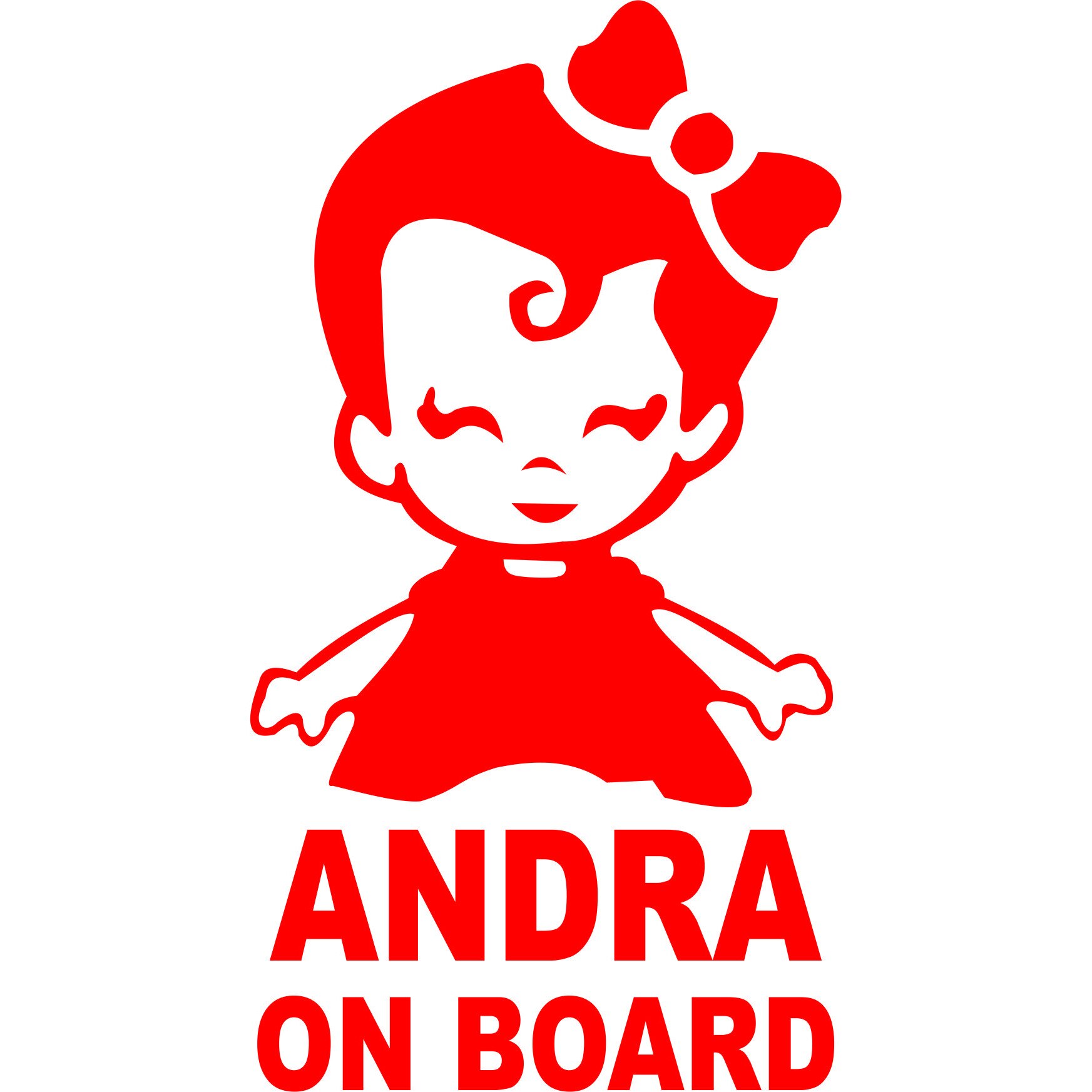 Sticker auto, Andra on Board, culoare rosie