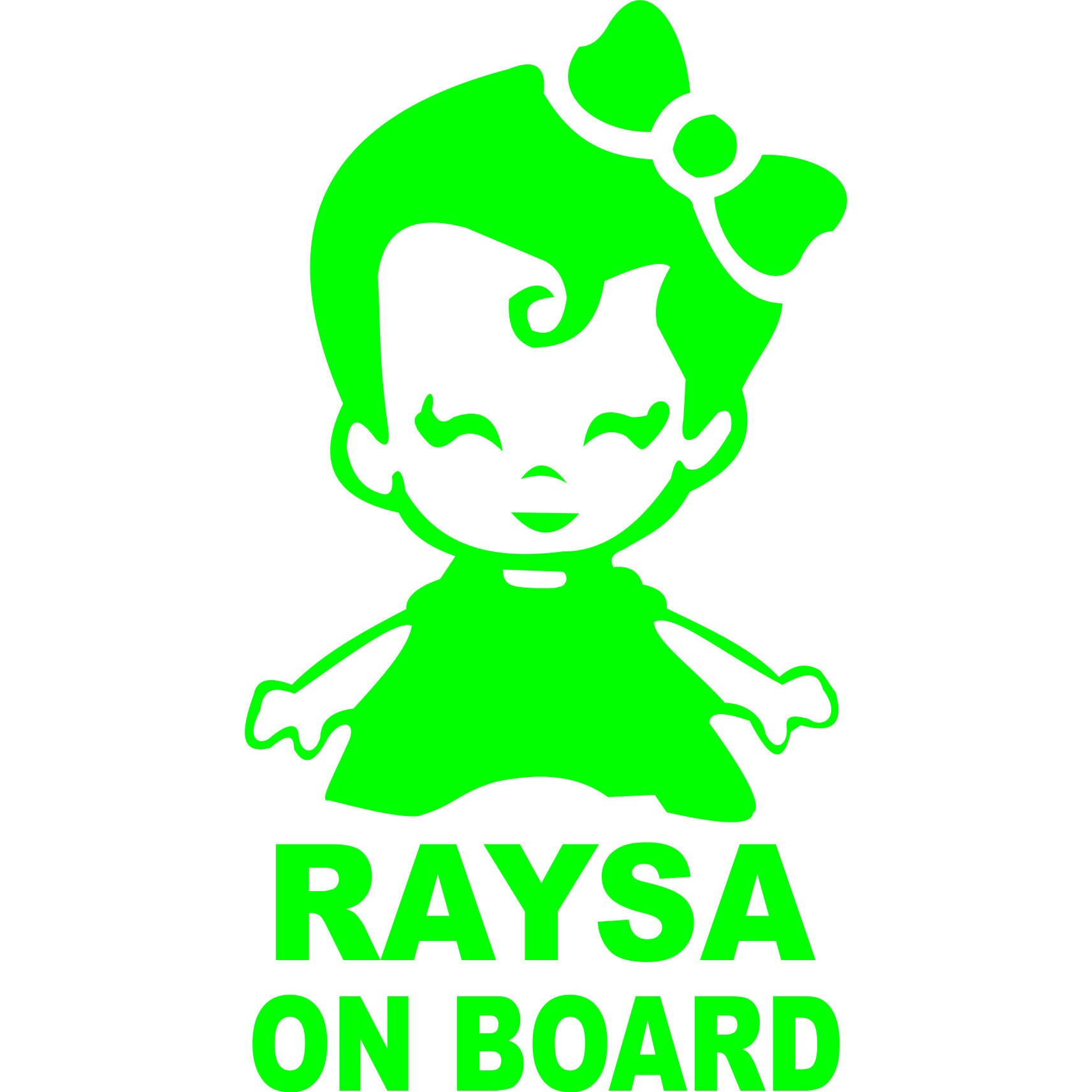 Sticker auto, Raysa on Board, culoare verde