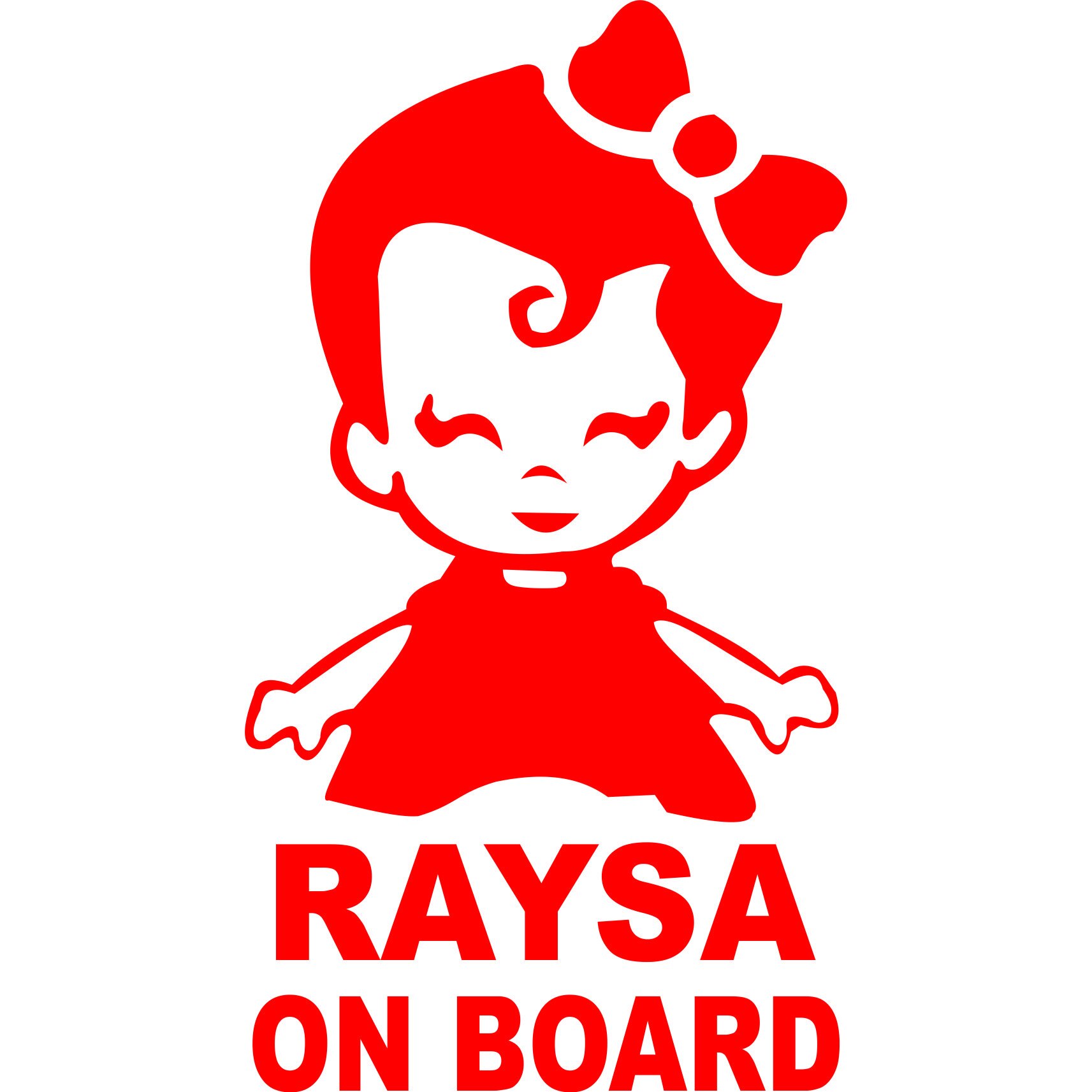 Sticker auto, Raysa on Board, culoare rosie