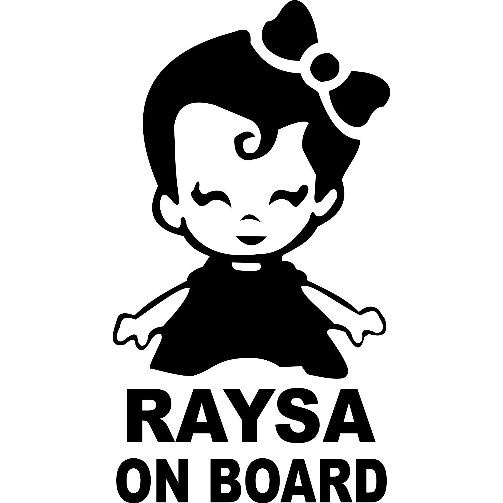 Sticker auto, Raysa on Board, culoare neagra