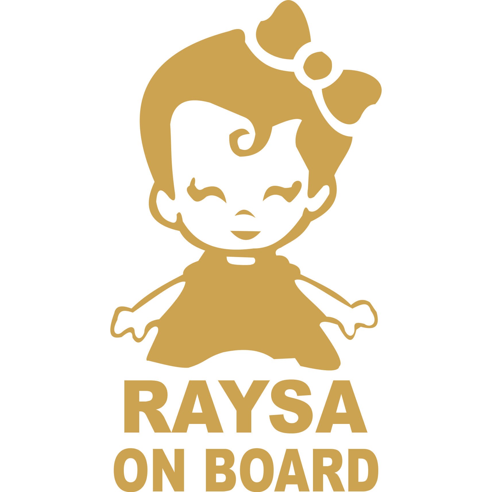 Sticker auto, Raysa on Board, culoare aurie