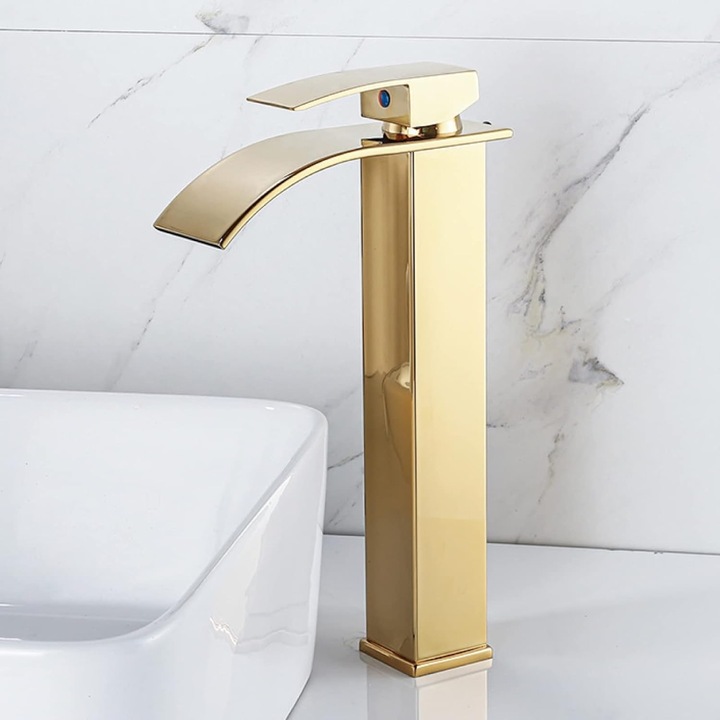 Baterie Chiuveta Baie Aottom Tip Cascada Monocomanda Auriu 30cm