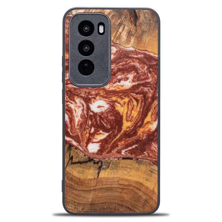 Husa Bewood Unique pentru Oppo Reno 12 5G, lemn si rasina, 100% protectie, design unic, multicolor