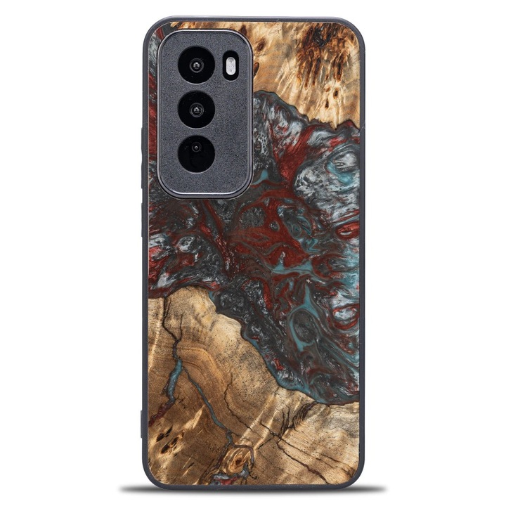 Husa telefon Bewood Unique pentru Oppo Reno 12 5G, lemn si rasina, 100% protectie, design unic, multicolor