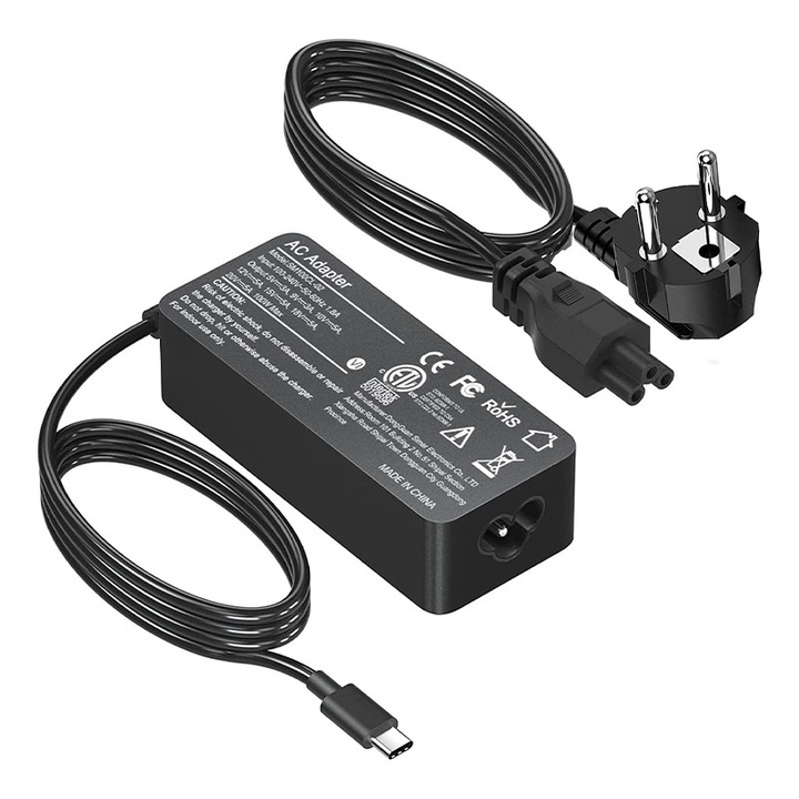 Incarcator laptop USB-C 100W, Rqiurpn, Protectie avansata, Adaptor universal 5V-20V Compatibil cu Lenovo Thinkpad, MacBook Pro/Air, iPad Pro, HP, Dell