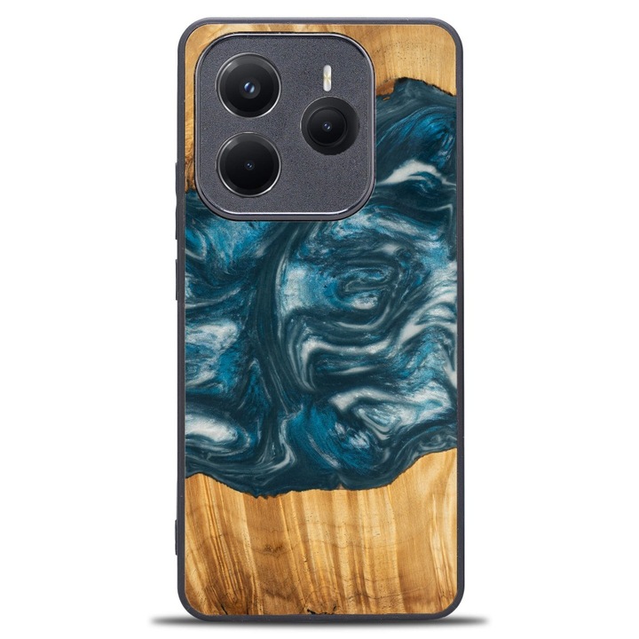 Etui telefon Bewood Unique, Xiaomi Redmi Note 14 5G, lemn si rasina, 100% protectie, design unic