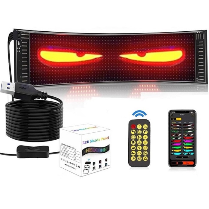LED RGB Панел, m-import, 102x348мм, управление чрез приложение, пълен комплект