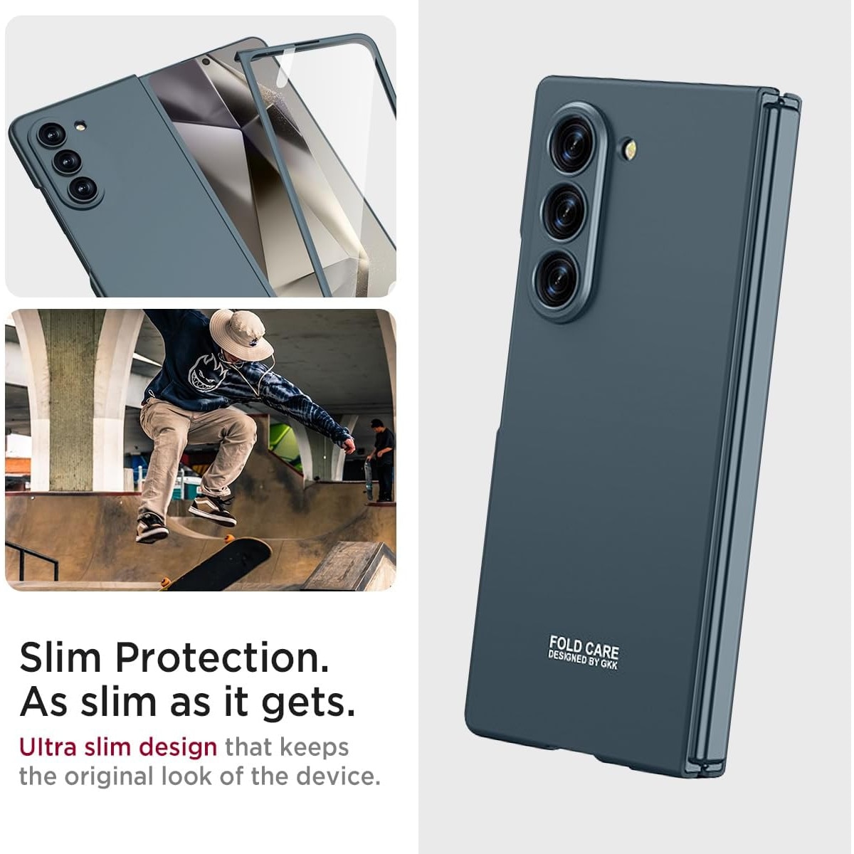 Husa pentru Samsung Galaxy Z Fold 7, protectie completa, ultra-subtire, albastru
