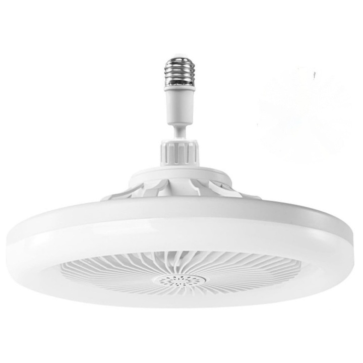 Ventilator cu LED si telecomanda, 3 viteze, Alb, 25x25x7,5cm