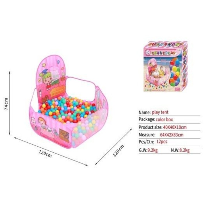 Medence 120x120cm, CIUCIUBABKA, szett 50 labdával