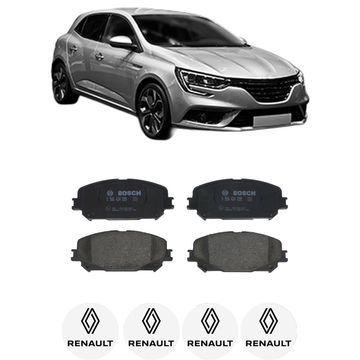 Set placute frana Fata RENAULT MEGANE IV Hatchback (B9A/M/N_) 1.0 TCe 115 (B9MD, B9MW) din 2020, KW 84 CP 114 CMC 999, Auto, Bosch, 4 Stickere auto cu RENAULT