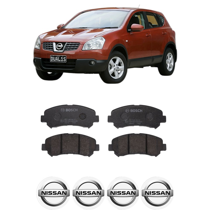 Set placute frana Fata NISSAN QASHQAI I (J10, NJ10) 1.6 dCi din 2011-2013, KW 96 CP 130 CMC 1598, Auto, Bosch, 4 Stickere auto cu NISSAN