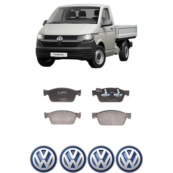 Set placute frana Fata Volkswagen TRANSPORTER T5 Platform/Chassis (7JD, 7JE, 7JL, 7JY, 7JZ, 7F 2.0 BiTDI 4motion din 2009-2015, KW 132 CP 180 CMC 1968, Auto, Bosch, 4 Stickere auto cu Volkswagen