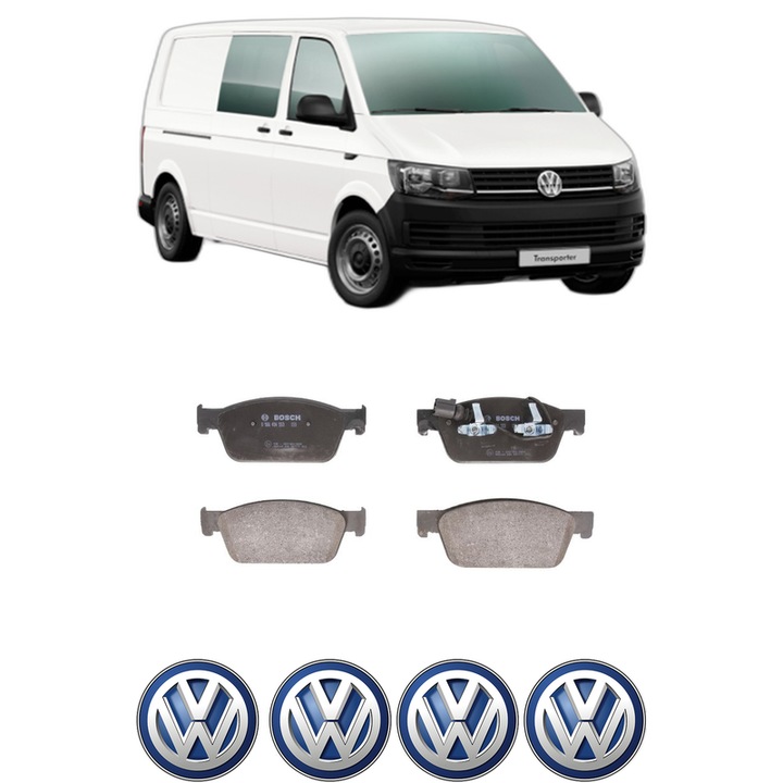 Set placute frana Fata Volkswagen TRANSPORTER T6 / CARAVELLE T6 Bus (SGB, SGJ, SHB, SHJ) 2.0 TDI 4motion din 2015-2019, KW 103 CP 140 CMC 1968, Auto, Bosch, 4 Stickere auto cu Volkswagen