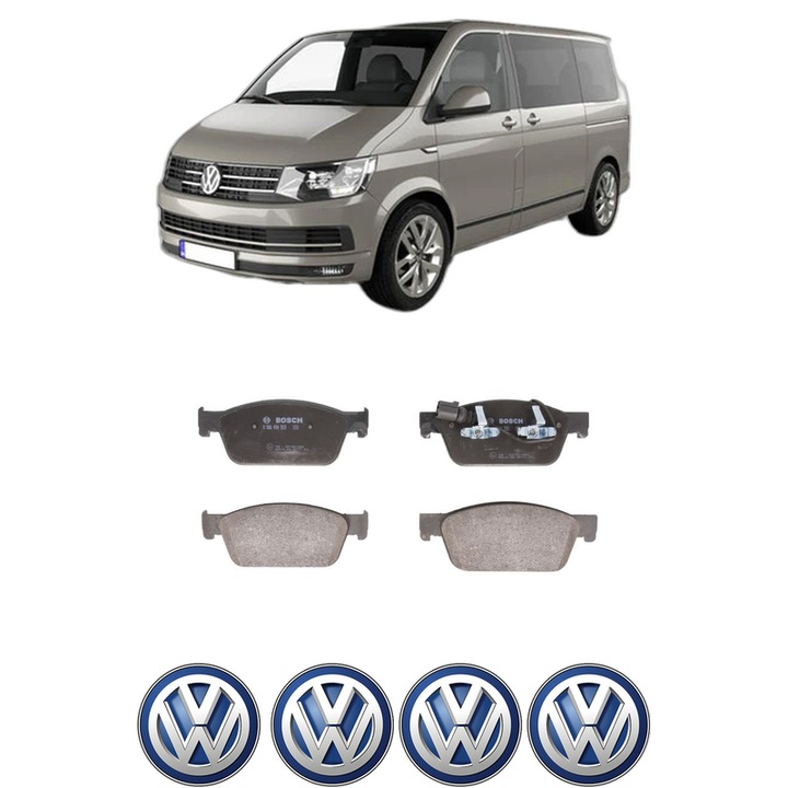 Set placute frana Fata Volkswagen MULTIVAN T5 (7HM, 7HN, 7HF, 7EF, 7EM, 7EN) 2.0 TDI 4motion din 2009-2015, KW 103 CP 140 CMC 1968, Auto, Bosch, 4 Stickere auto cu Volkswagen