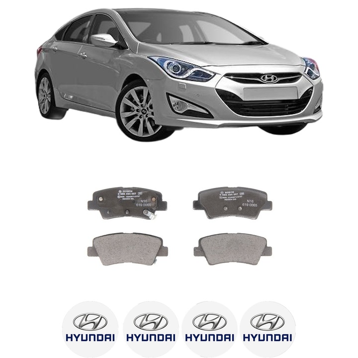 Set placute frana Spate HYUNDAI i40 I (VF) 2.0 CVVT din 2012-2019, KW 121 CP 165 CMC 1999, Auto, Bosch, 4 Stickere auto cu HYUNDAI