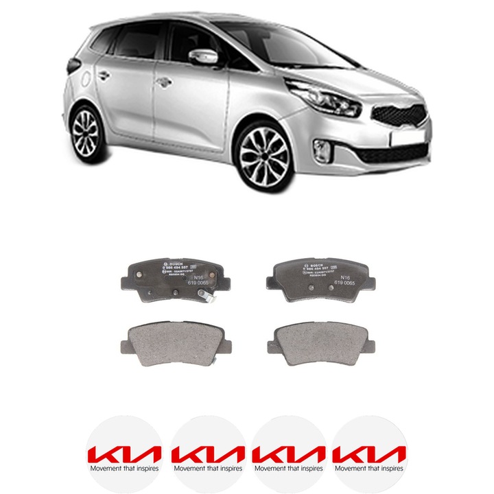 Set placute frana Spate KIA CARENS IV 1.7 CRDi din 2013-2016, KW 85 CP 116 CMC 1685, Auto, Bosch, 4 Stickere auto cu KIA