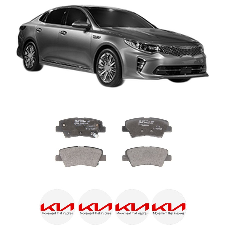 Set placute frana Spate KIA OPTIMA (JF) 1.6 T-GDI din 2018-2019, KW 132 CP 179 CMC 1591, Auto, Bosch, 4 Stickere auto cu KIA