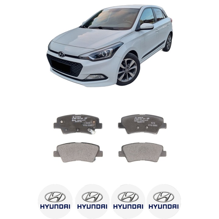 Fékbetét készlet Hátsó HYUNDAI i20 II (GB, IB) 1.2 2014-2021, KW 61 LE 83 CMC 1197, Autó, Bosch, 4 Hyundai matricával