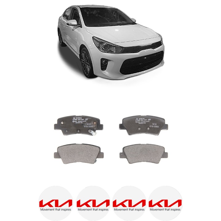 Set placute frana Spate KIA RIO IV (YB, SC, FB) 1.0 T-GDI 120 din 2017, KW 88 CP 120 CMC 998, Auto, Bosch, 4 Stickere auto cu KIA