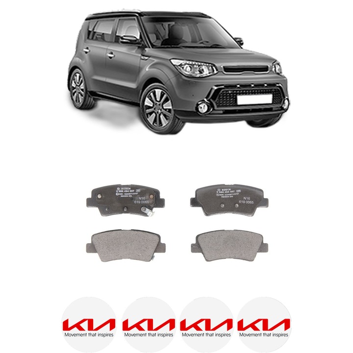 Set placute frana Spate KIA SOUL II (PS) 1.6 CRDi 128 din 2014-2018, KW 94 CP 126 CMC 1582, Auto, Bosch, 4 Stickere auto cu KIA