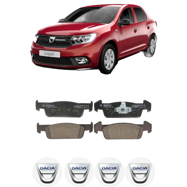 Set placute frana Fata DACIA LOGAN II 1.2 LPG din 2013, KW 53 CP 72 CMC 1149, Auto, Bosch, 4 Stickere auto cu DACIA