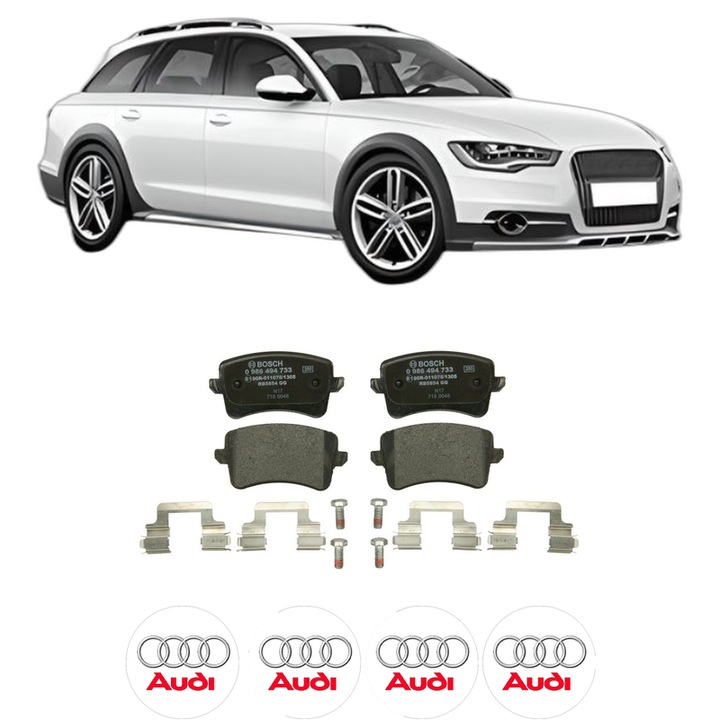 Set placute frana Spate AUDI A4 Allroad B8 (8KH) 2.0 TFSI quattro din 2009-2016, KW 155 CP 211 CMC 1984, Auto, Bosch, 4 Stickere auto cu AUDI