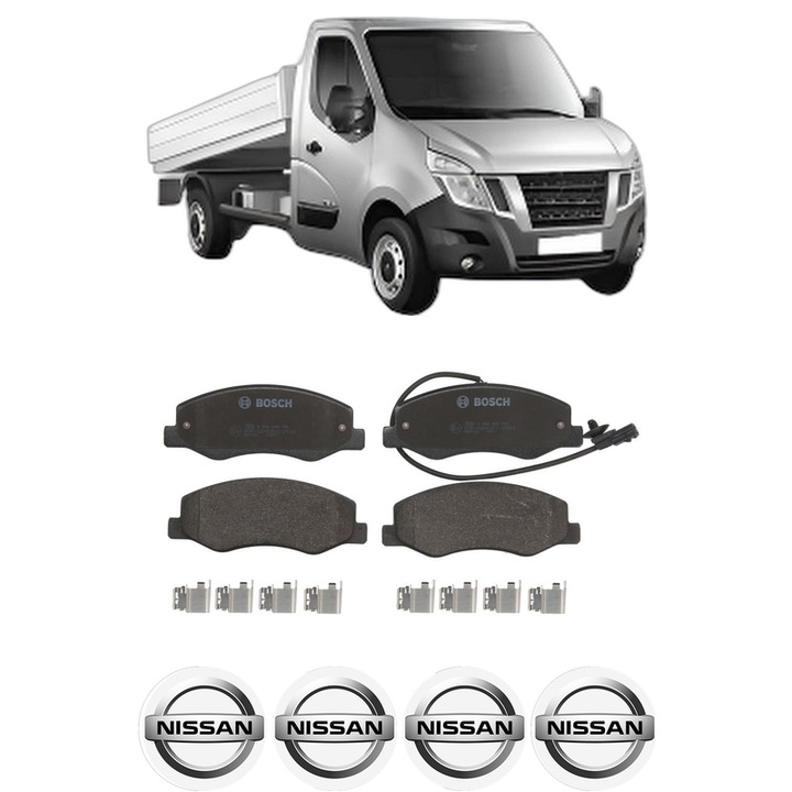 Set placute frana Spate NISSAN NV400 Platform/Chassis (X62, X62B) dCi 130 RWD din 2016, KW 96 CP 130 CMC 2299, Auto, Bosch, 4 Stickere auto cu NISSAN