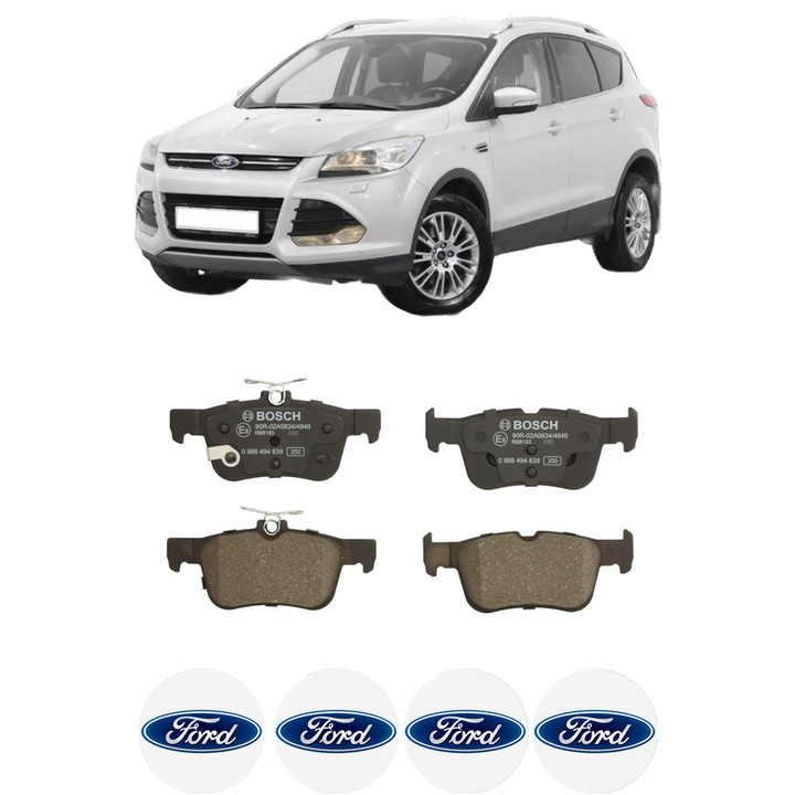 Set placute frana Spate FORD KUGA II (DM2) 2.0 TDCi din 2014-2019, KW 88 CP 120 CMC 1997, Auto, Bosch, 4 Stickere auto cu FORD