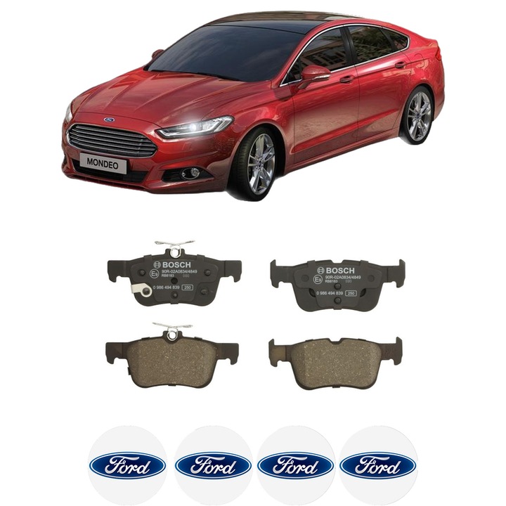 Set placute frana Spate FORD MONDEO V Hatchback (CE) 2.0 EcoBlue din 2019, KW 88 CP 120 CMC 1995, Auto, Bosch, 4 Stickere auto cu FORD