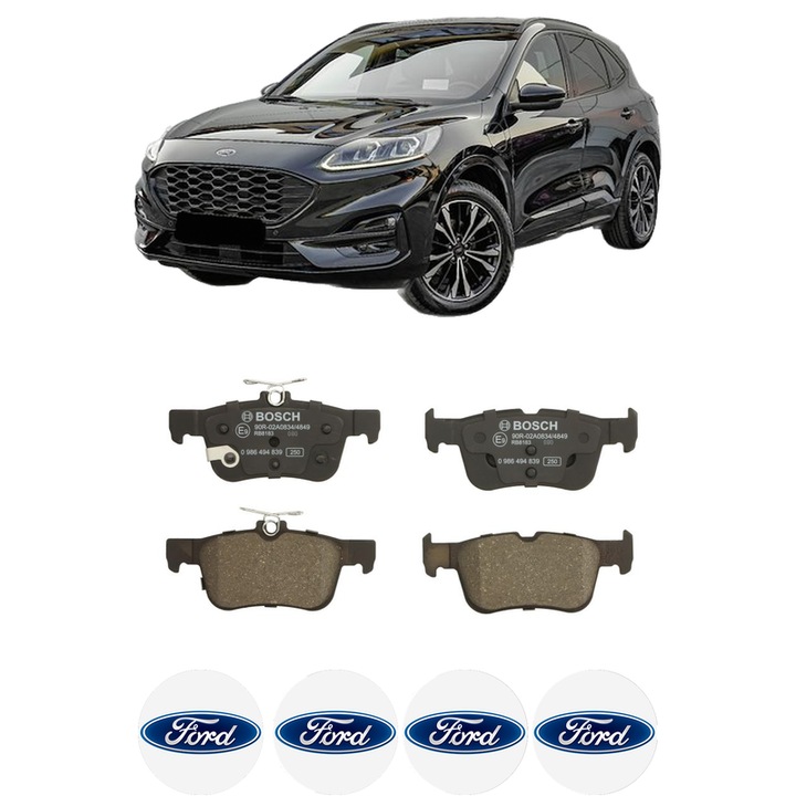 Set placute frana Spate FORD KUGA III (DFK) 2.0 TDCi din 2022, KW 88 CP 120 CMC 1995, Auto, Bosch, 4 Stickere auto cu FORD