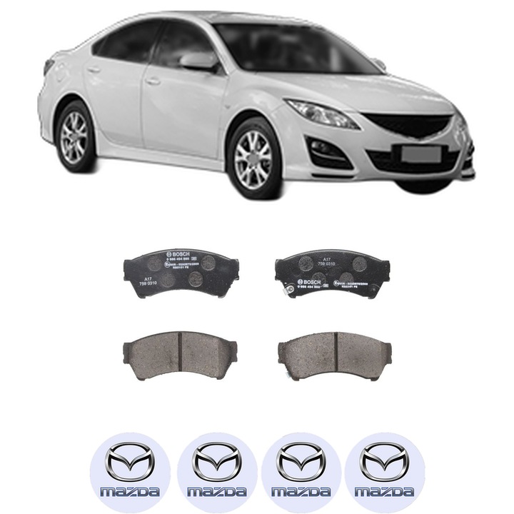 Set placute frana Fata MAZDA 6 Hatchback (GH) 1.8 MZR din 2007-2013, KW 88 CP 120 CMC 1798, Auto, Bosch, 4 Stickere auto cu MAZDA