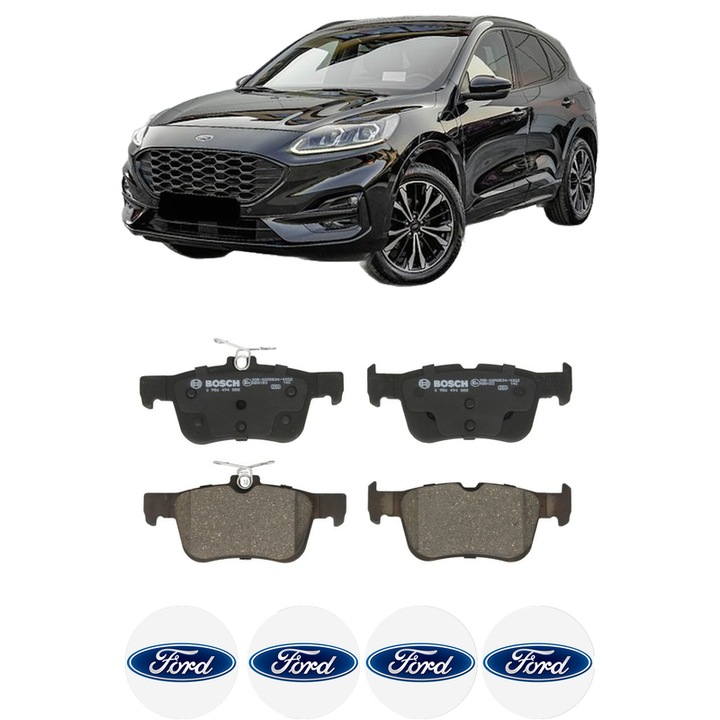Set placute frana Spate FORD KUGA III (DFK) 2.0 TDCi din 2022, KW 88 CP 120 CMC 1995, Auto, Bosch, 4 Stickere auto cu FORD